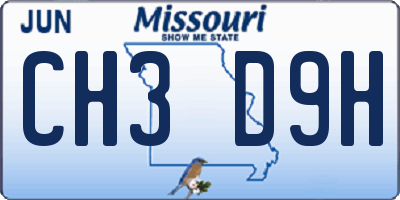 MO license plate CH3D9H