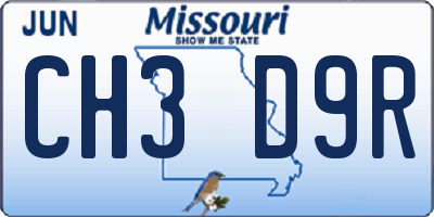 MO license plate CH3D9R