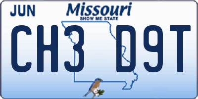 MO license plate CH3D9T