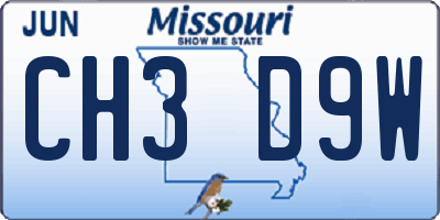 MO license plate CH3D9W