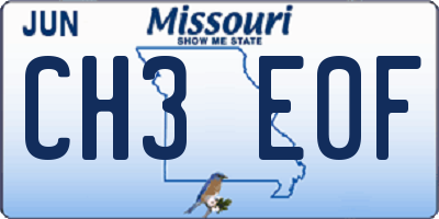 MO license plate CH3E0F