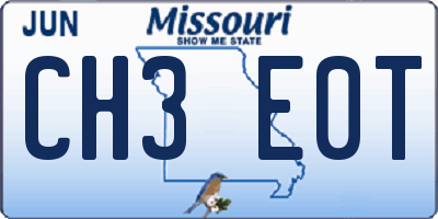 MO license plate CH3E0T