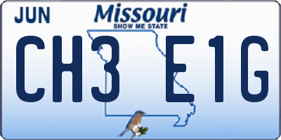 MO license plate CH3E1G