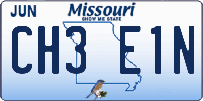 MO license plate CH3E1N