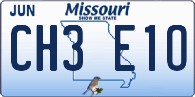MO license plate CH3E1O