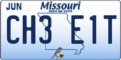 MO license plate CH3E1T