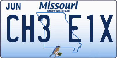 MO license plate CH3E1X