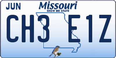 MO license plate CH3E1Z