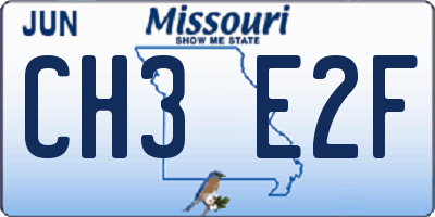 MO license plate CH3E2F