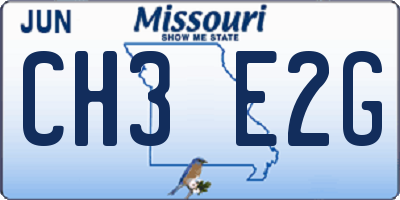 MO license plate CH3E2G