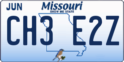 MO license plate CH3E2Z