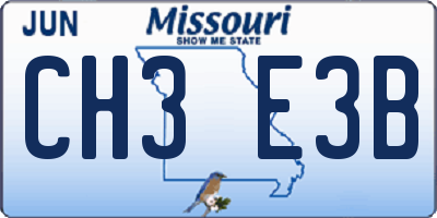 MO license plate CH3E3B