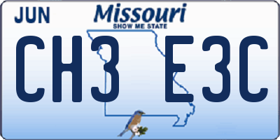 MO license plate CH3E3C