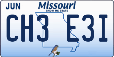 MO license plate CH3E3I