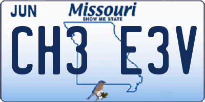 MO license plate CH3E3V