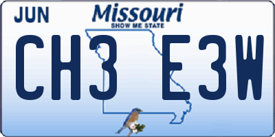 MO license plate CH3E3W