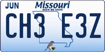 MO license plate CH3E3Z