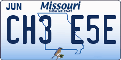 MO license plate CH3E5E