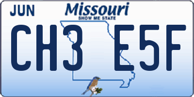 MO license plate CH3E5F