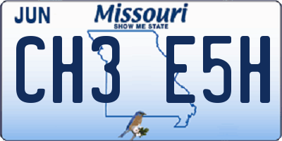 MO license plate CH3E5H