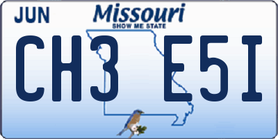 MO license plate CH3E5I