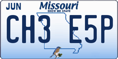 MO license plate CH3E5P