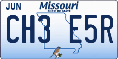 MO license plate CH3E5R