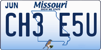MO license plate CH3E5U