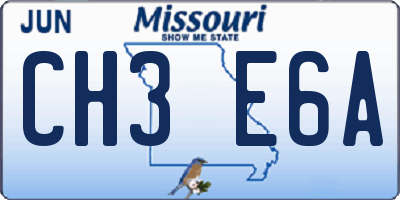 MO license plate CH3E6A