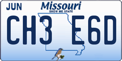 MO license plate CH3E6D