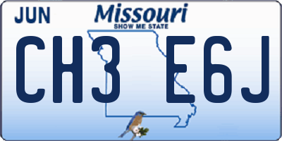 MO license plate CH3E6J