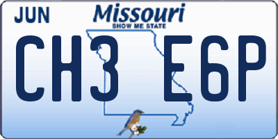 MO license plate CH3E6P
