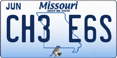 MO license plate CH3E6S