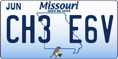 MO license plate CH3E6V