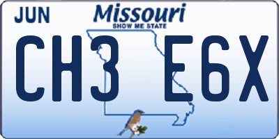 MO license plate CH3E6X