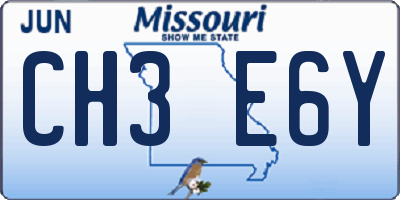 MO license plate CH3E6Y