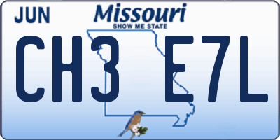 MO license plate CH3E7L