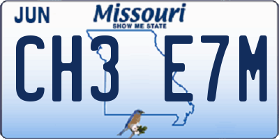 MO license plate CH3E7M
