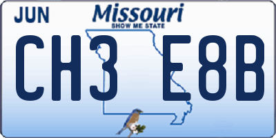 MO license plate CH3E8B
