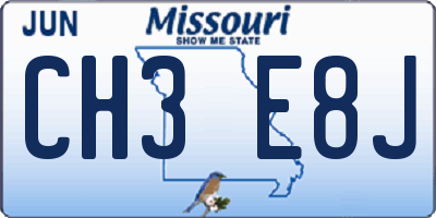 MO license plate CH3E8J