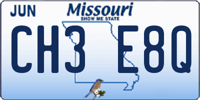 MO license plate CH3E8Q