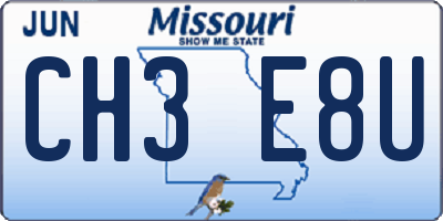 MO license plate CH3E8U