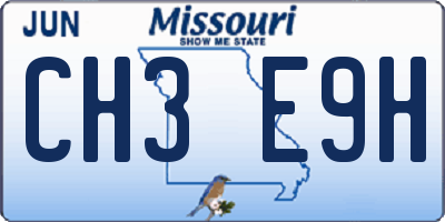 MO license plate CH3E9H