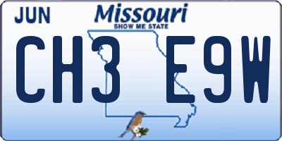 MO license plate CH3E9W