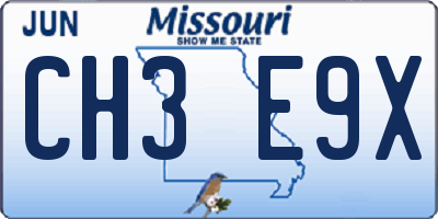 MO license plate CH3E9X