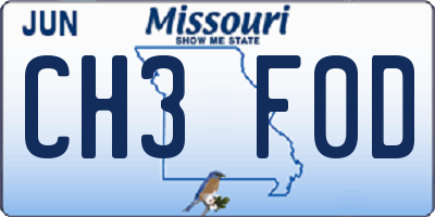 MO license plate CH3F0D
