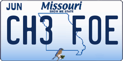 MO license plate CH3F0E
