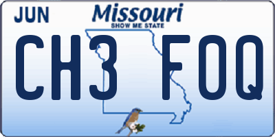 MO license plate CH3F0Q