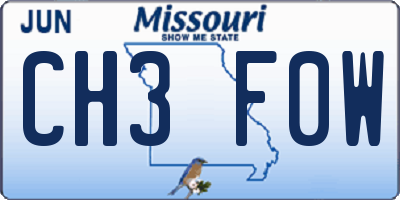MO license plate CH3F0W