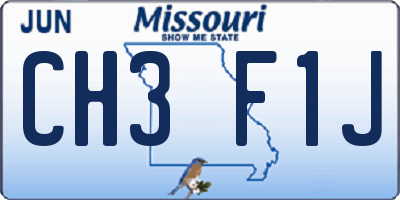 MO license plate CH3F1J